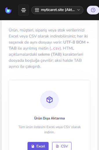 Dışa aktarma — mobil