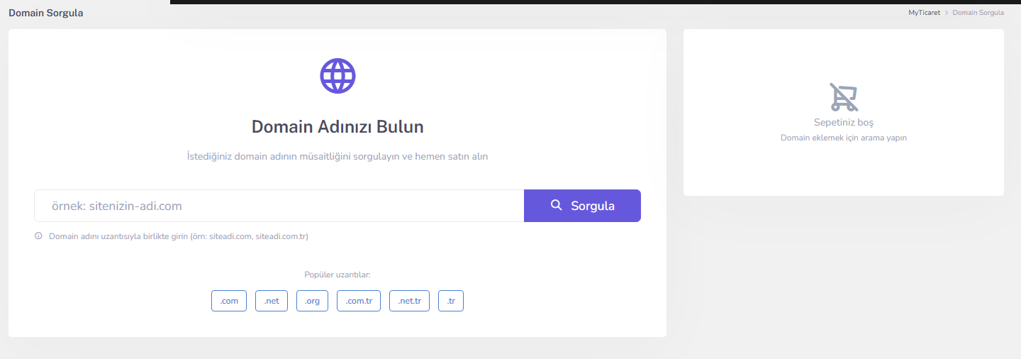 Adım 2 — Domain sorgula / satın al — masaüstü