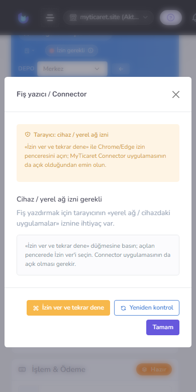 Hızlı satış (POS) ekranı — mobil