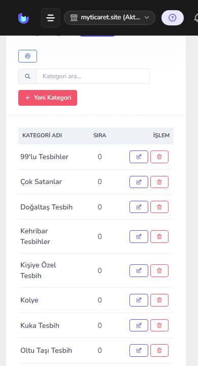 Adım 1 — Kategoriler listesi — mobil