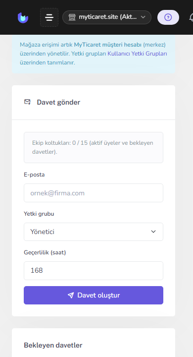Mağaza ekibi listesi — mobil