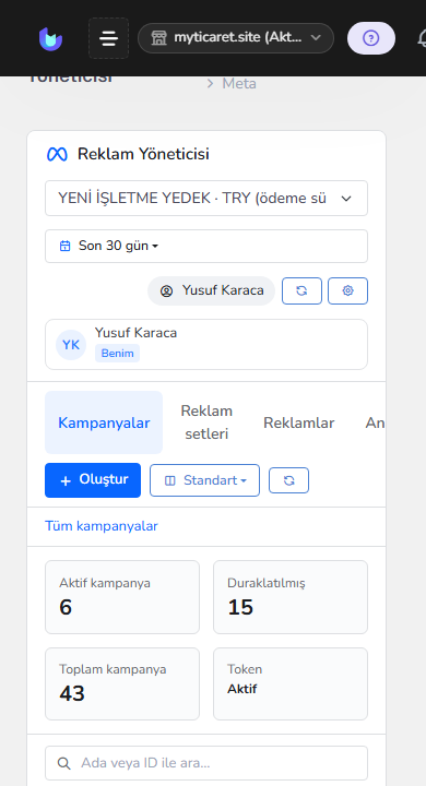Meta reklam yönetimi — mobil