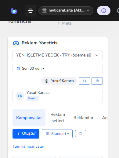 Meta reklam alanı — mobil