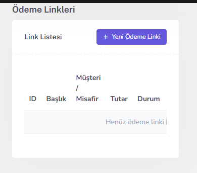 Ödeme linkleri ekranı — mobil