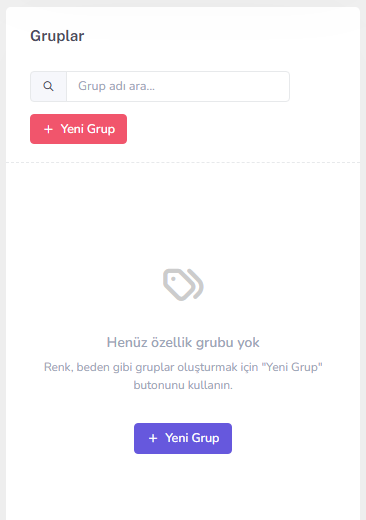 Özellik grupları — mobil
