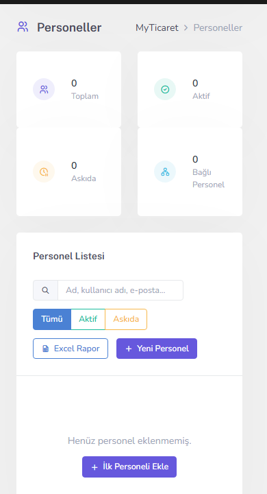 Personeller ekranı — mobil
