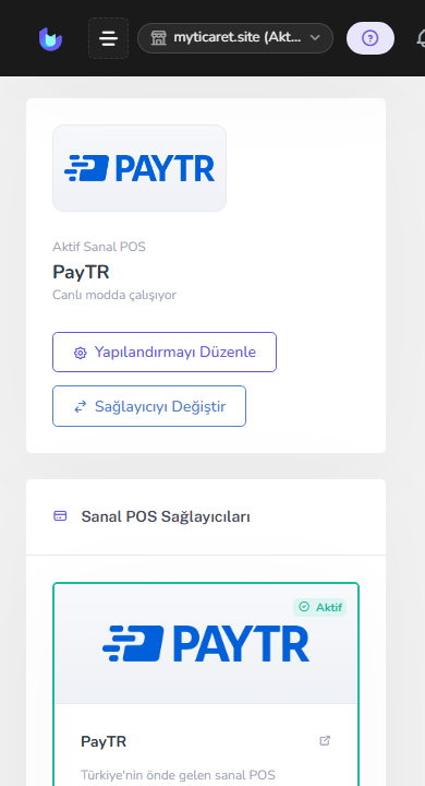 Sanal POS başvuru ekranı — mobil