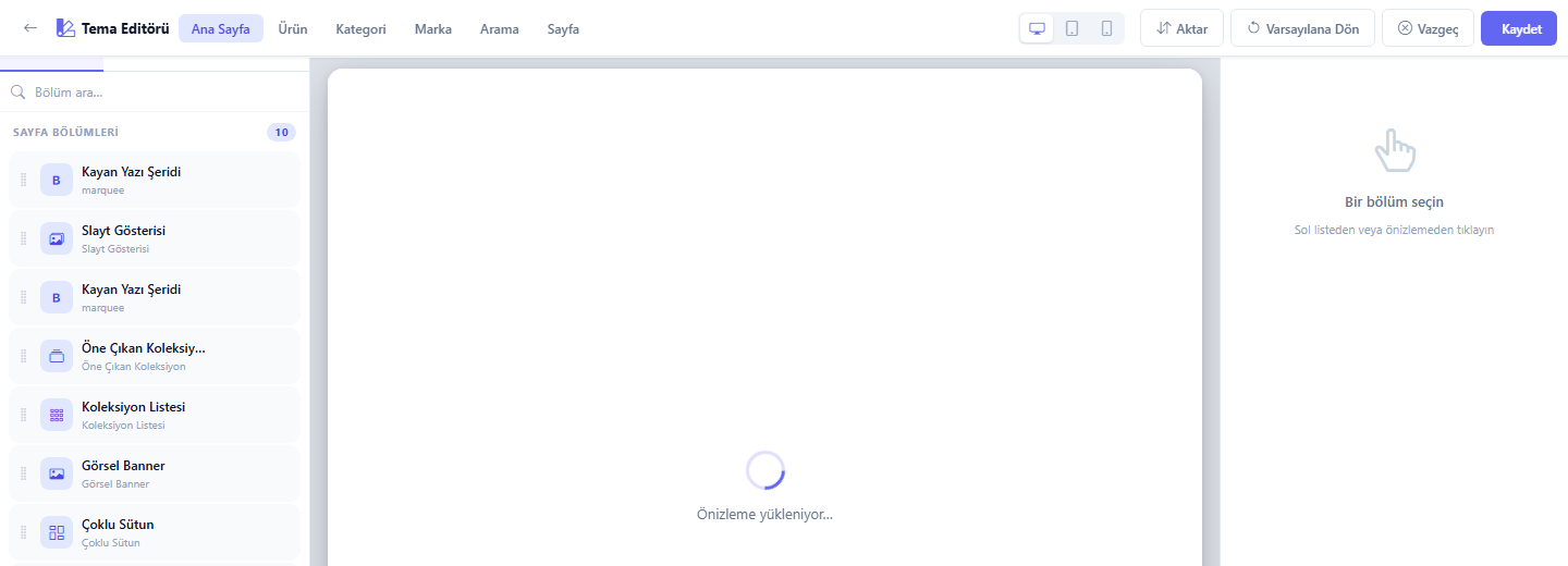 Slider listesi — masaüstü
