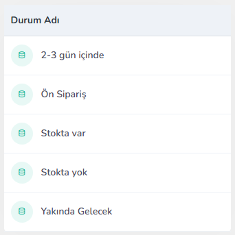 Stok durumları — mobil