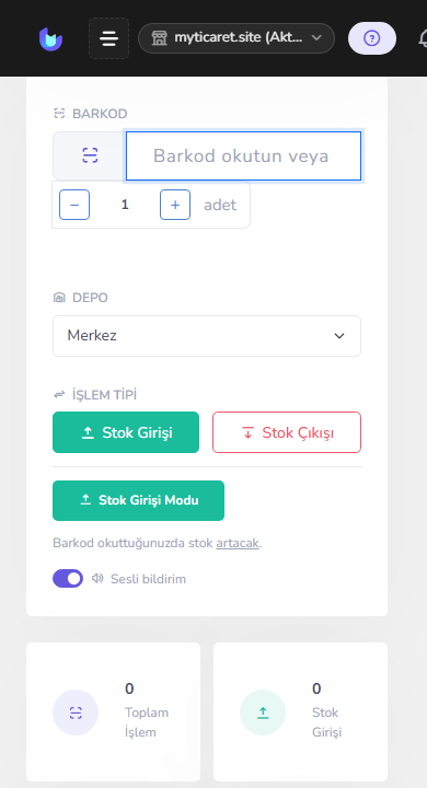 Hızlı stok ekranı — mobil