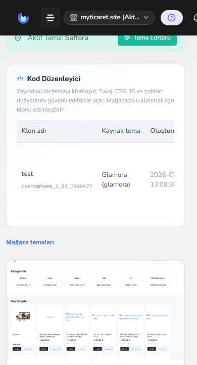 Tema seç ekranı — mobil