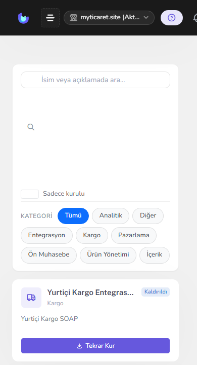 Eklenti marketi — Trendyol — mobil