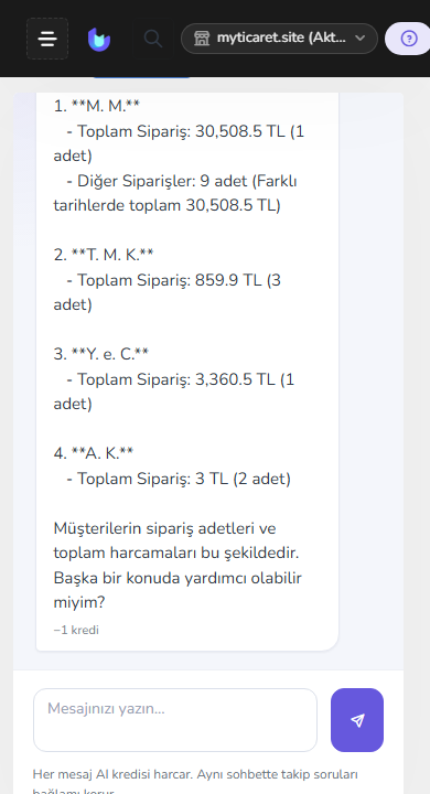 Yapay zeka asistan ekranı — mobil
