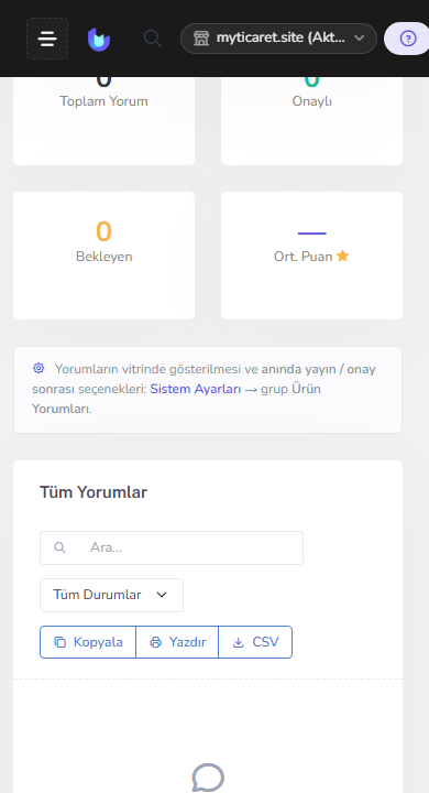 Ürün yorumları moderasyonu — mobil