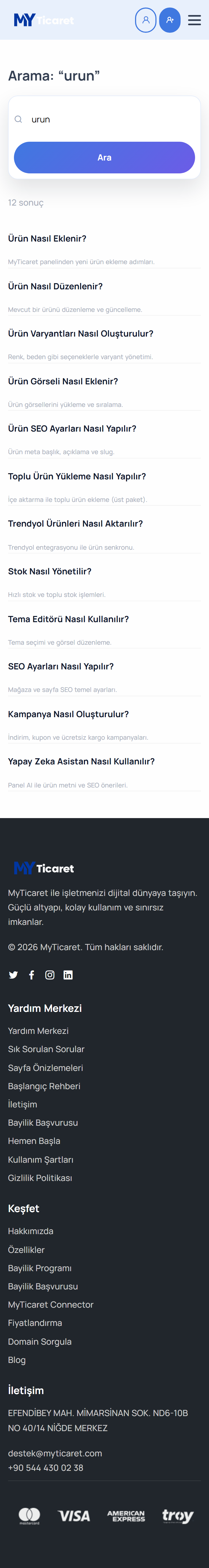 Arama sonuçları mobil