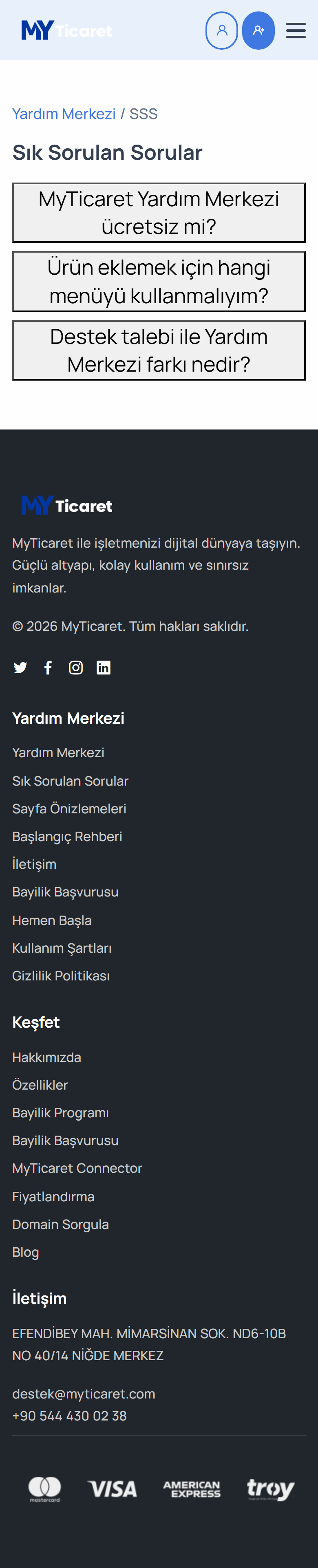 Sık Sorulan Sorular mobil
